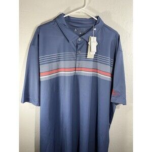 Bermuda Sands NWT Blue Stripe Golf Polo Sz 2XL Blue UPF 50+ Wick Away Mens Shirt